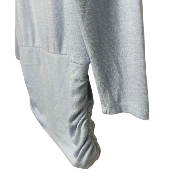 White House Black Market WHBM Light Blue Longline Top Ruched Hips Size Medium - Picture 4 of 12